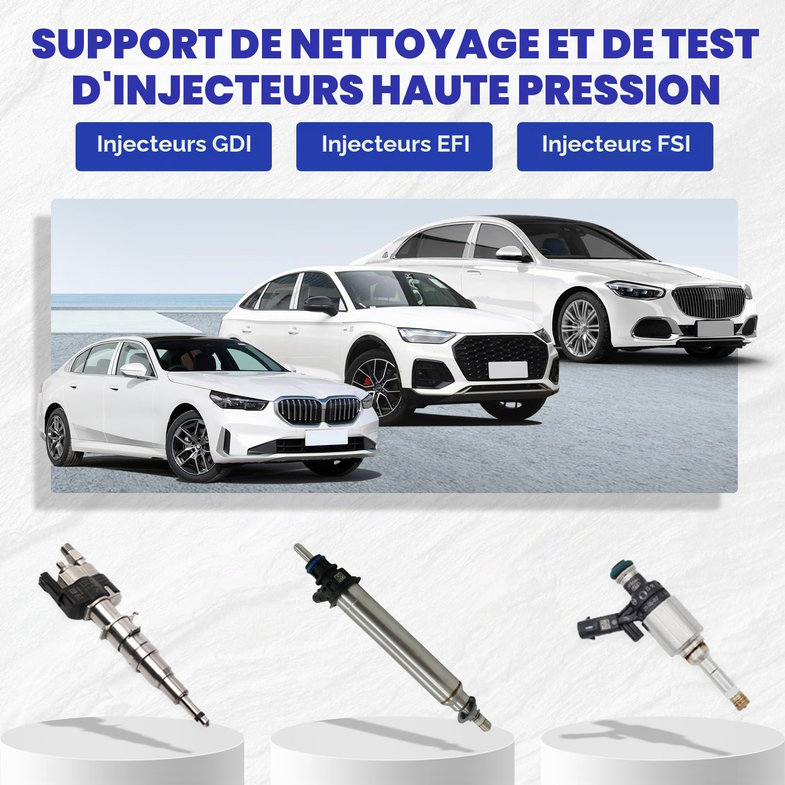 MR CARTOOL V311 Testeur d'injecteur de Carburant et Machine de Nettoyage, 6 Cylindres GDI EFI FSI d'outils de Nettoyage Machine d'essai d'injecteur de Carburant de Voiture et de Moto à Essence