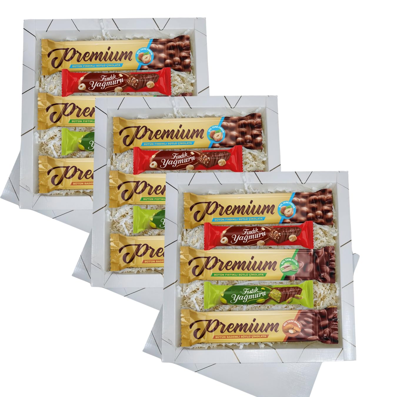Chocolate Dream Treat Pack, Pistachio Chocolate 2.65 oz, Hazelnut Chocolatee 2.6 oz, Almond Chocolatte 2.65oz, Hazelnut Rain 1.41 oz, Pistachio Rain 1.41oz, Eid, Valentine's Day, (Pack of 3)