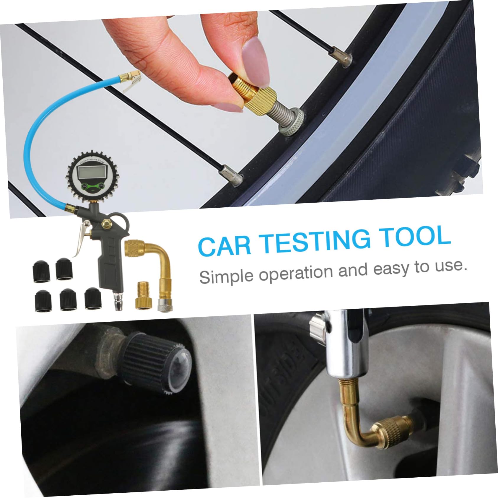 GALPADA Jauge de Pression pour Pneus de Voiture Outil de Test de Pression Air Manomètre Portable