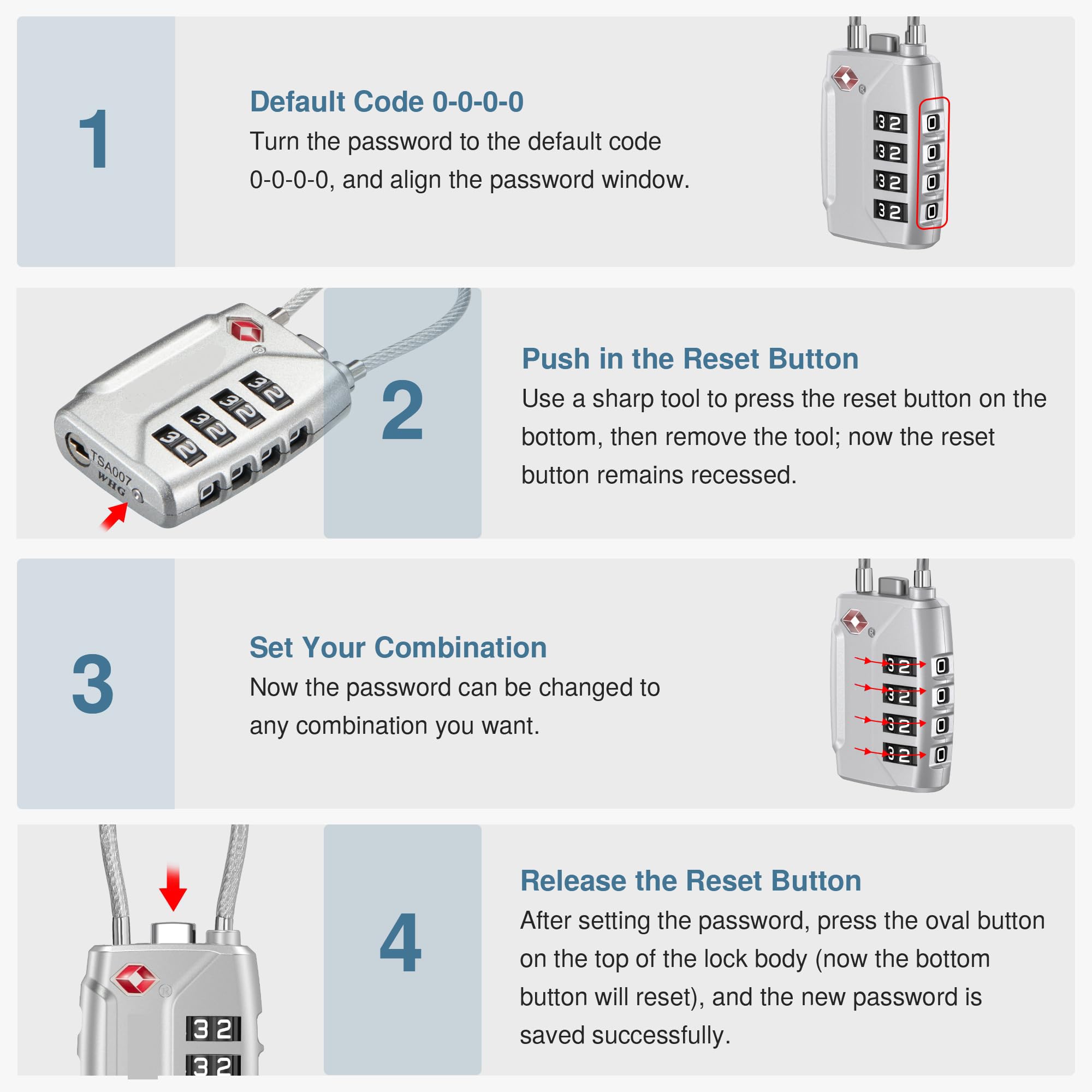 Newace TSA Lot De 2 Cadenas à Combinaison à 4 Chiffres Avec Alliage De