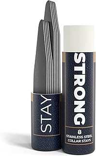 8 Metal Collar Stays for Men's Dress Shirts - Dress Shirt Collar Inserts in 2 Sizes - Metal Collar Stays for Men in Tube