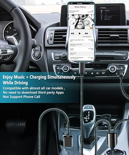 Miniatura 5 de Cable auxiliar USB C a 0.138 in para automóvil, 2 en 1, USB C a 0.138 in, cable auxiliar para auriculares estéreo para automóvil con carga USB C