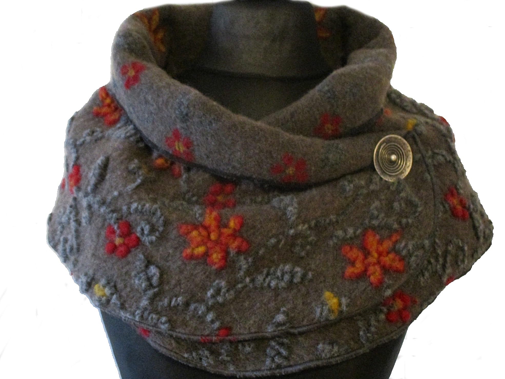 WOLLSCHAL aus 80% Wolle, 20% Baumwolle, LOOP, HALSTUCH, NACKENWÄRMER, SCHULTERTUCH, SCHÖNER SCHAL, FOULARD, TÜCHER, STOLA, DAMEN SCHAL, FRAUENUMHANG mit Metall Knopf