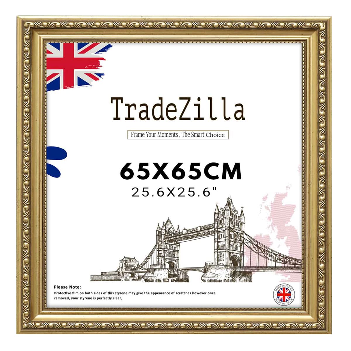 Tradezilla Gold Large Vintage Style Ornate 65X65 Cm Size Shabby Chic -Handmade Picture/Photo/Poster Frame Wall Art Hanging Frame - Shabby Chic Wall Gallery Home Décor -65X65 Cm (25.6X25.6)