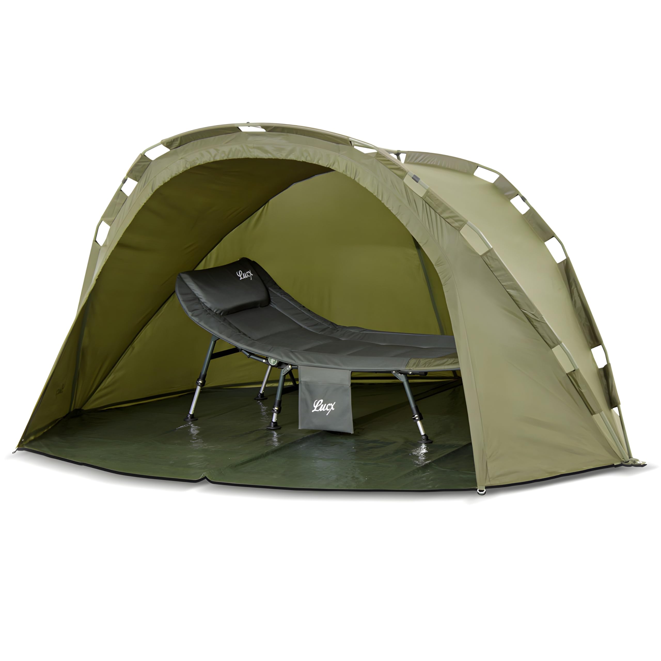 Carpa de pesca Lucx® Puma para 1 hombre, carpa con cúpula para 1 persona, tienda de pesca con columna de agua, tienda de campaña de 10.000 mm