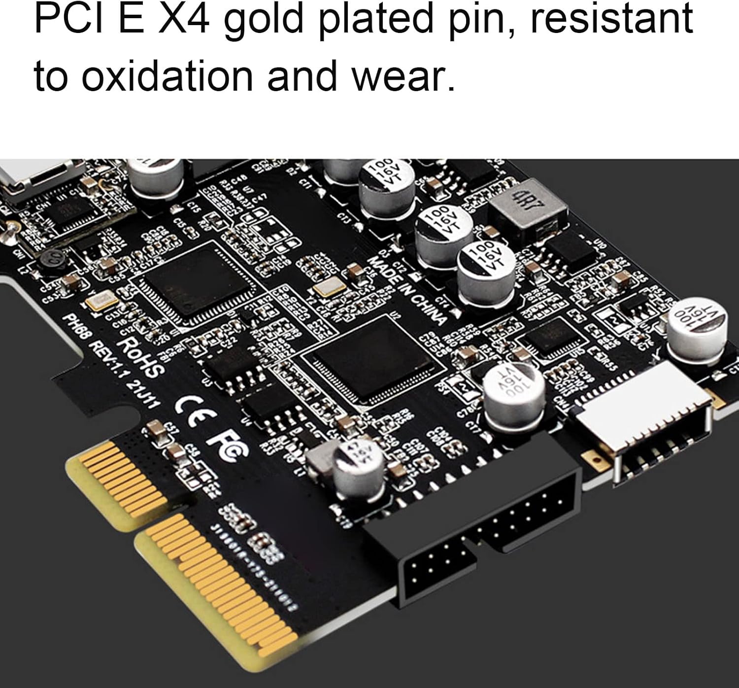 PCIe Type C USB3.2 GEN2 10Gbps Type C with Front Type E, High Speed,Gold Plated Pin, Stable Performance for Desktop PCs
