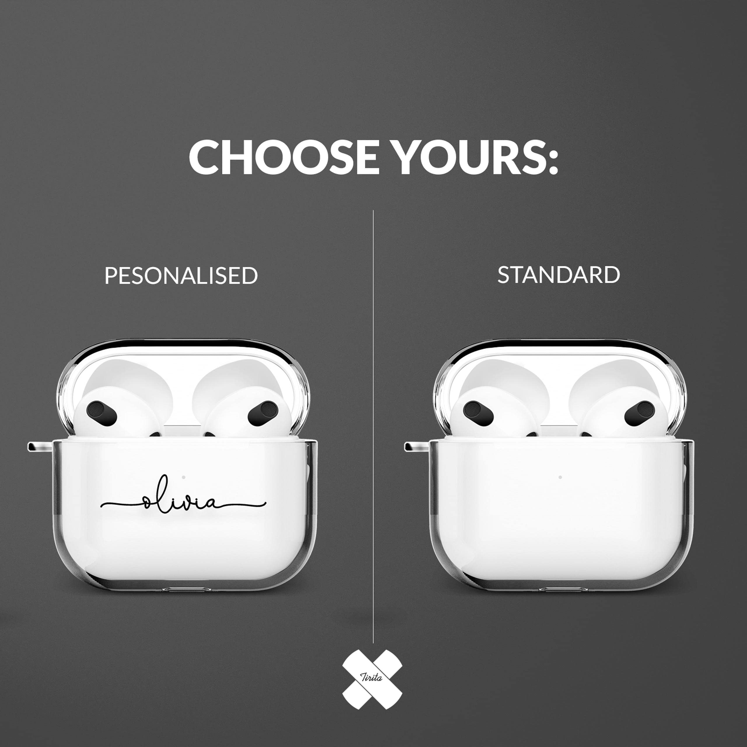 Tirita Personalised Custom Case Compatible with Apple AirPods 4th gen, Support Wireless Charging, with Carabiner, Front LED Visible [14- Golden Bee] — view 35