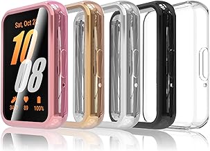 Simpeak 5 Pieces Case Compatible with Samsung Galaxy Fit 3, Slim Soft TPU Screen Protector Lightweight Anti-Scratch, Black/Transparent/Silver/Rose Gold/Pink