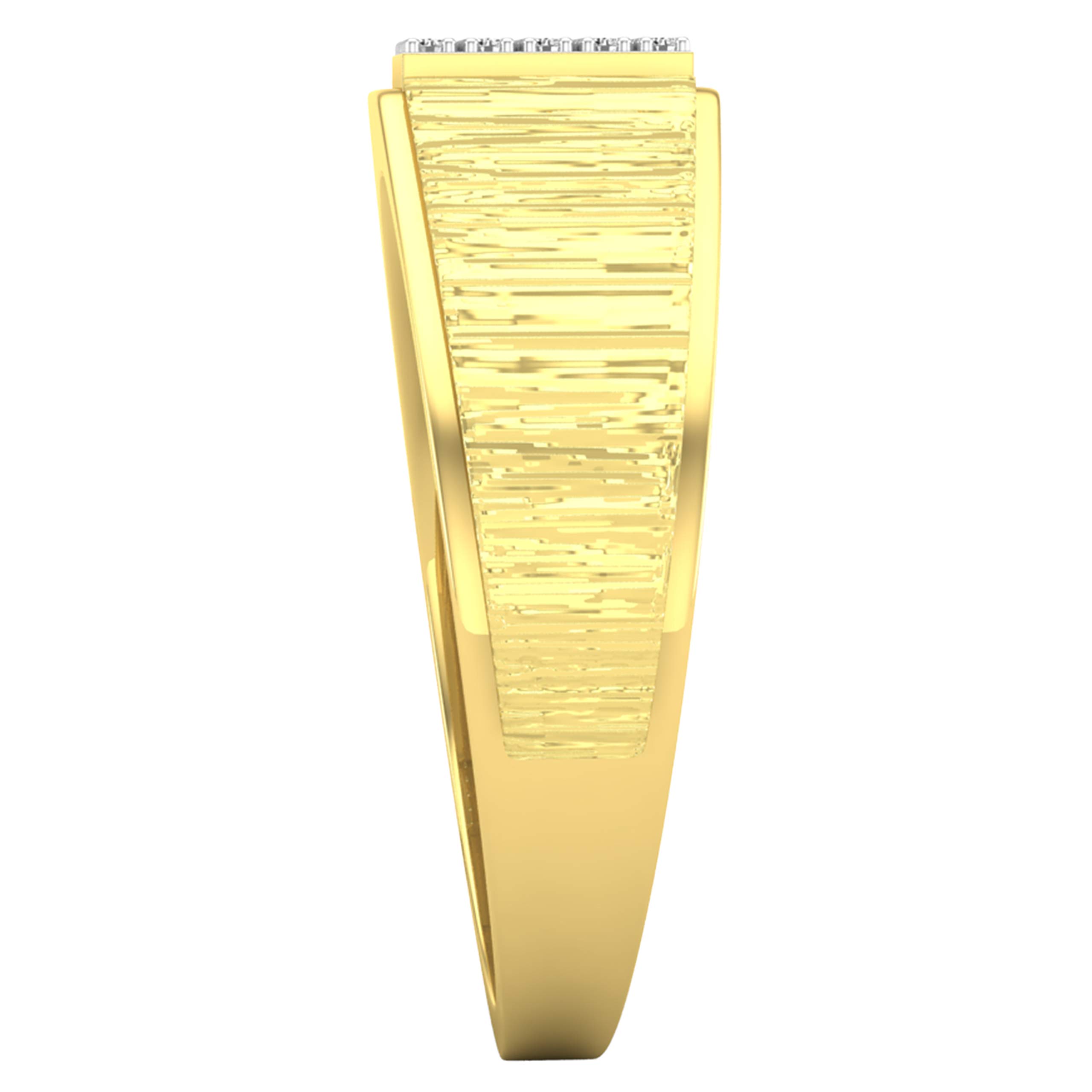 Dazzlingrock Collection Anillo de oro amarillo de 14 quilates para hombre, 0,15 quilates (ctw), diamante blanco redondo, forma cuadrada cepillada, talla 8,5, Oro amarillo Diamante blanco Oro amarillo,