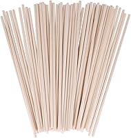 Vista 1 de Varillas de madera de 1/4 x 12 pulgadas sin terminar de madera natural para manualidades, palos de bambú para ramo de flores, 50 piezas