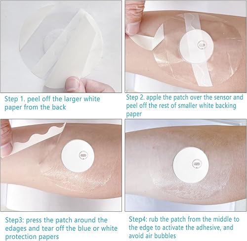 Miniatura 7 de Fundas para sensor Libre 3, impermeables, paquete de 40 parches adhesivos de estilo libre, cinta transparente precortada CGM que dura hasta 14 días,