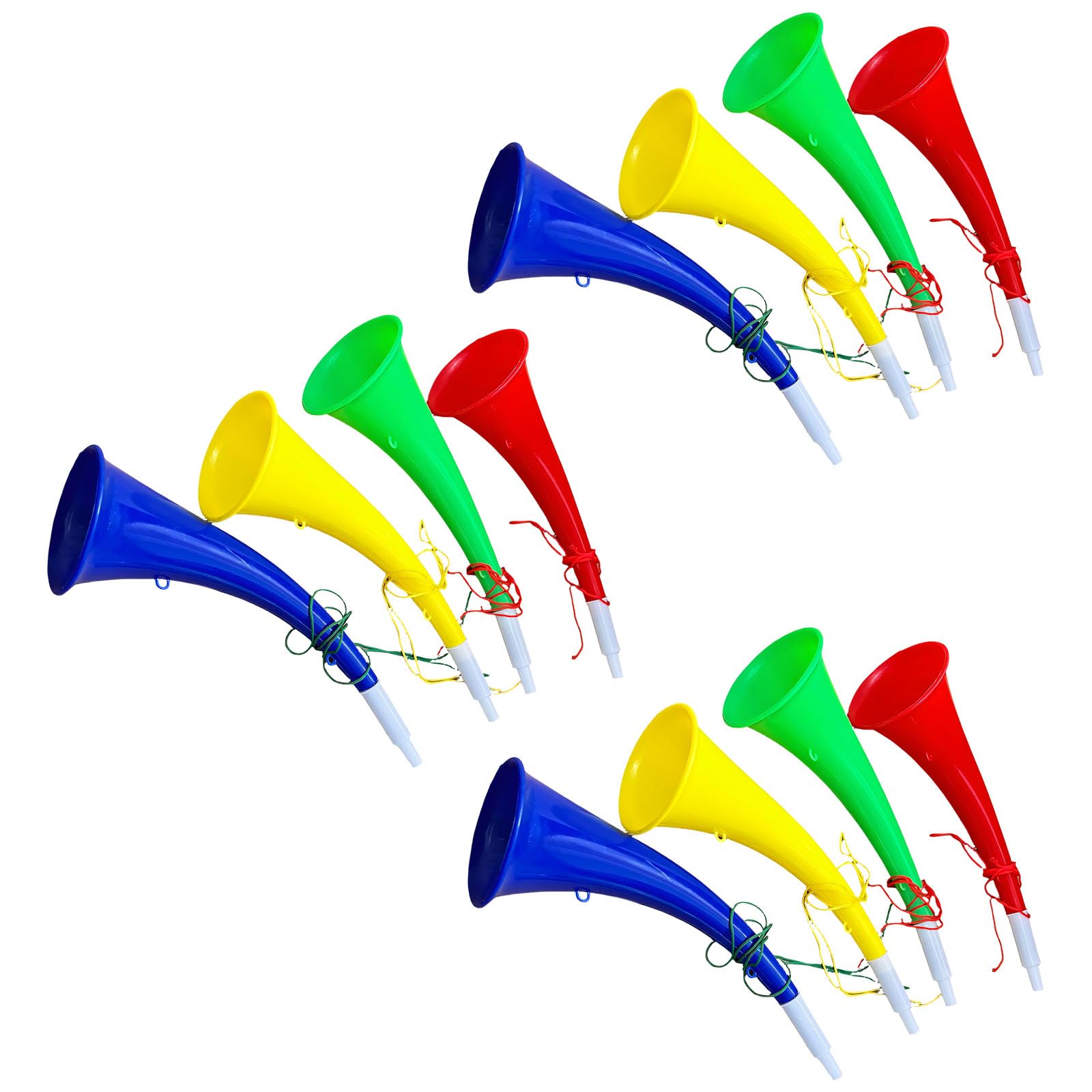 hogtnd Multicolour Plastic Horns, Pack of 12, Multi-Purpose Celebration Horns for Creating a Fun Atmosphere on Various Occasions, Plastic Cheer Horns
