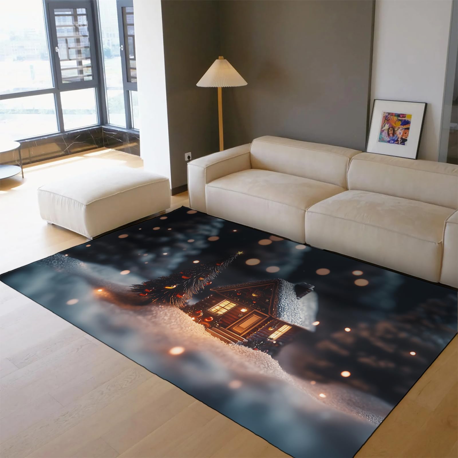 Tapis de Noël antidérapant mince 60x90cm à poils ras haute résistance