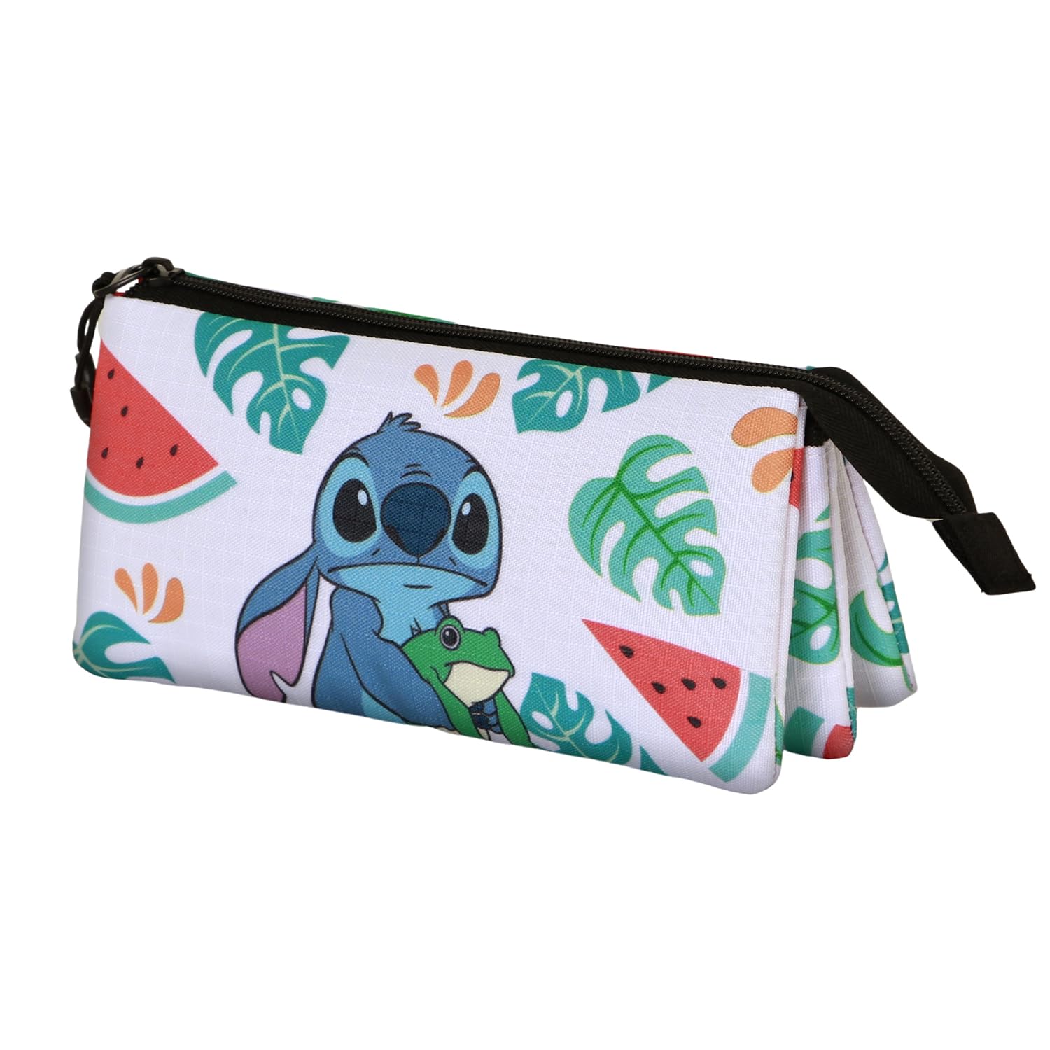 Disney Lilo and Stitch Frog-Triple Pencil Case, Multicolour, 23 x 11 cm