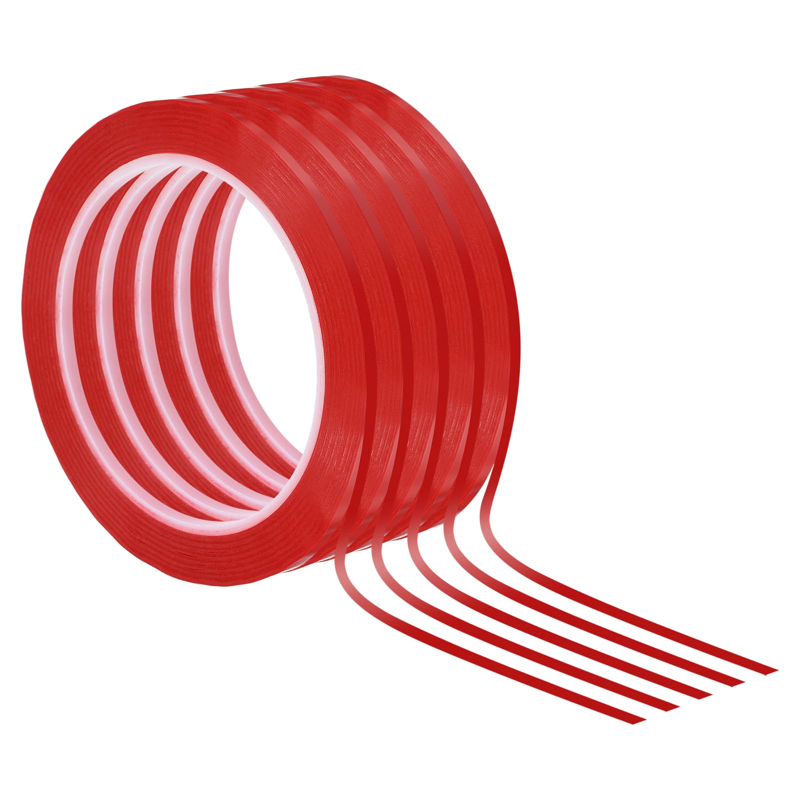 PATIKIL 5/32"(4mm) Whiteboard Tape, 5 Pack Thin Dry Erase Tape 72 Yard(66m) for Graphic Chart Marking DIY Art, Red