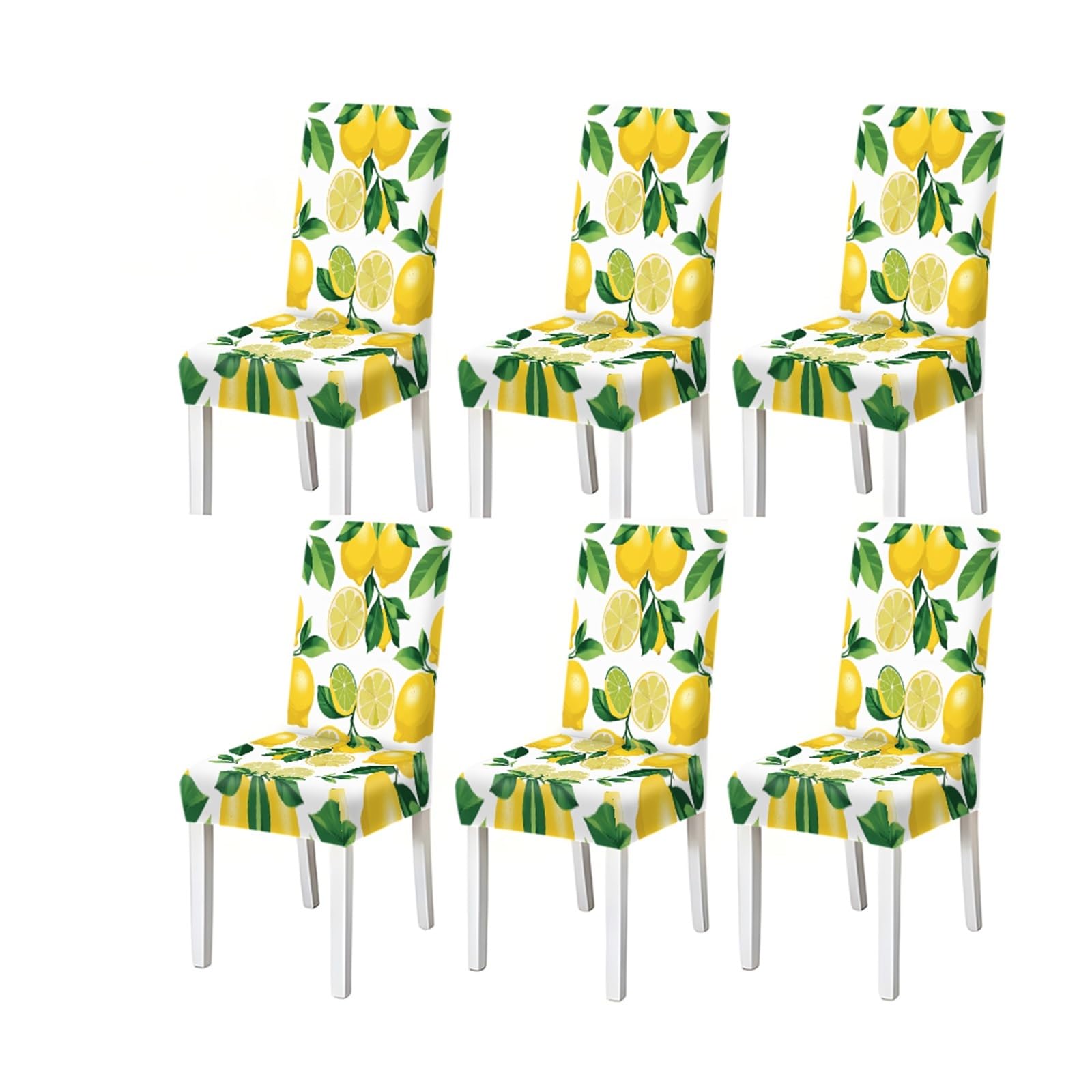 FZJKGH Lemon Fruit Pattern Print Dining Chair Covers Set Of 2/4/6, Summer Citrus Stretch Slipcovers Removable Stretch Slipcovers for Dining Chairs(6PCSChair cover)