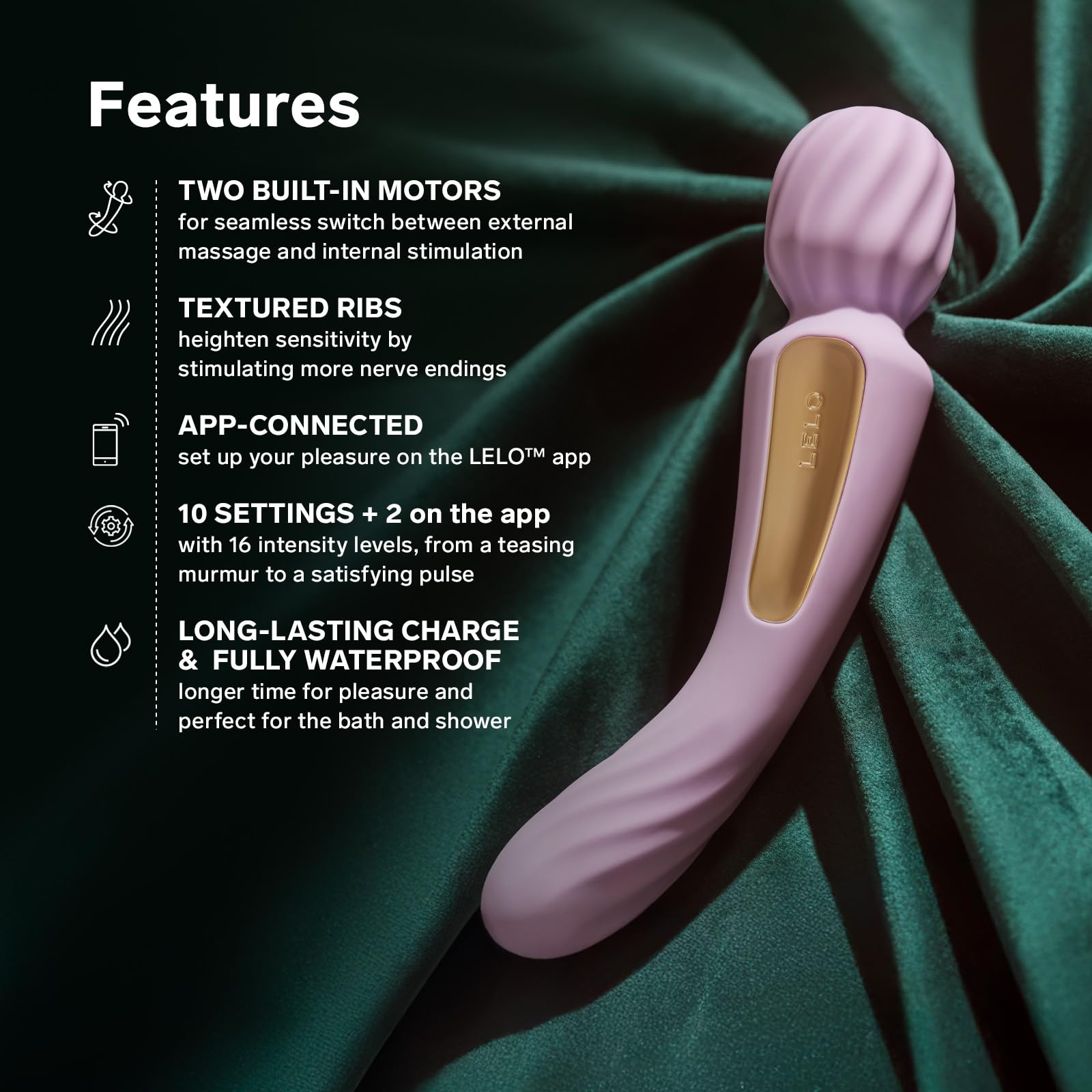 LELO SWITCH, Masajeador Varita Femenino de Dos Extremos, Vibrador doble con Conexion por Bluetooth y 12 Modos de Placer, Dildo Vibrador, Vibradores (Soft Pink)