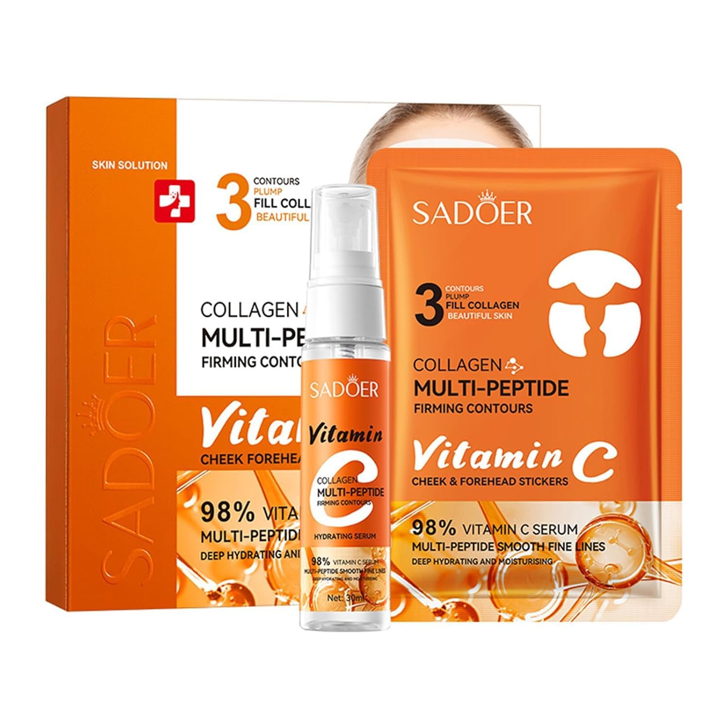 AzoneeVitamin C Face Serum Mask, Mask Skin Care Set, Bio-Collagen Deep Mask, Moisturizing Soothing Mask, Overnight Hydrogel Mask, Minimize Pores, Improve Elasticity