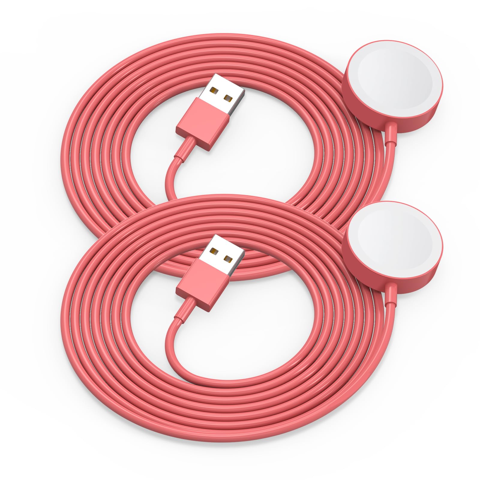 2Pack Red for Apple Watch Charger USB Magnetic Wireless Fast iWatch Charger Portable Compatible with iWatch Ultra/Series 9/8/7/6/SE/SE2/5/4/3/2/1-[3.3FT]