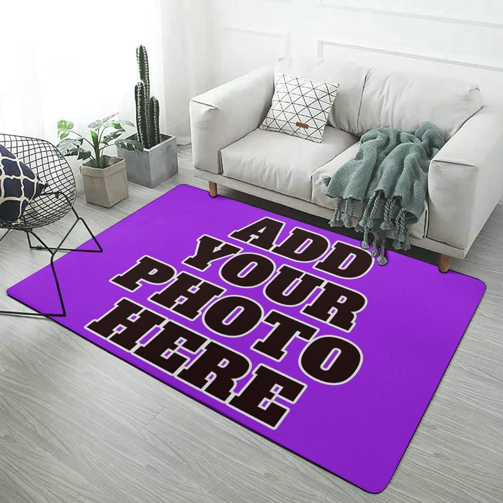 Custom Rug with Logo Image Text Personalized Coral Fleece Carpet Rugs for Office Home Decoration Area Rug Gifts, Add Color to Space, 60"x40", Purple