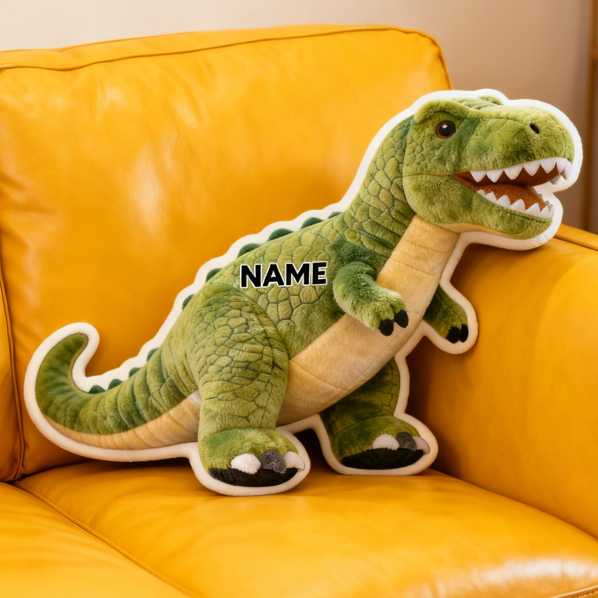 LCMAIT Custom Dinosaur Shaped Pillow Personalized Cute Pillow with Name Party Commemorative Birthday for Boys and Girls Sofa Decorative (Dinosaur)
