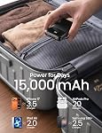 Banque d'électricité, 15000mAh Chargeur portable avec câble intégré, 22.5W Chargement rapide, Slim Travel Batterie Essentielle avec LED Affichage, Compatible avec iPhone 17/16/15/14/13, Samsung, iPad noir