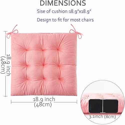 Miniatura 3 de ELFJOY Cojines para sillas de comedor, juego de 4 cojines de asiento copetudos para sillas de cocina, oficina, habitación, almohadillas gruesas con