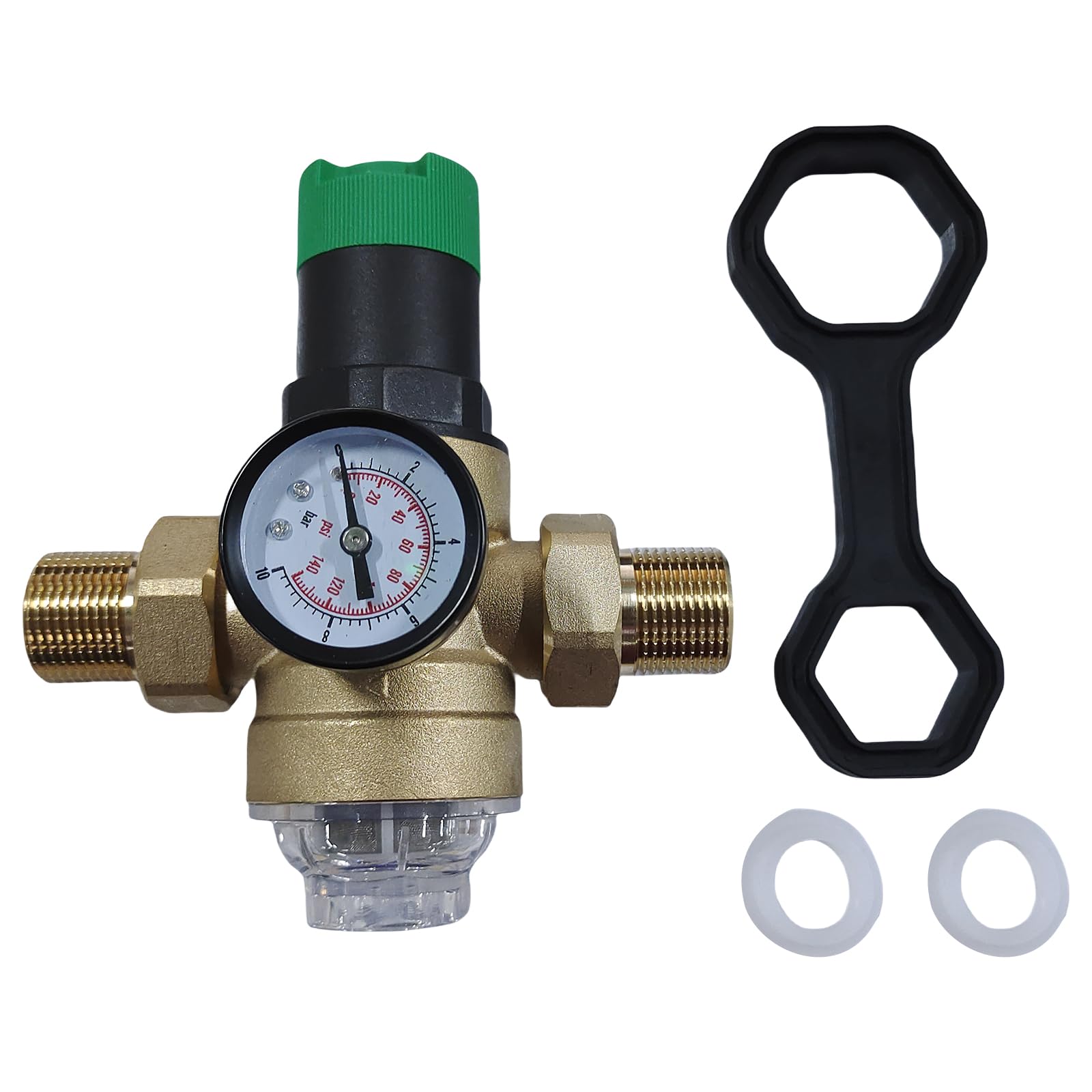 Pressure Regulator DN15 / DN20 Brass Pressure Reducing Valves with Gauge and Meshes Filter for Regulating Water Water Regulator