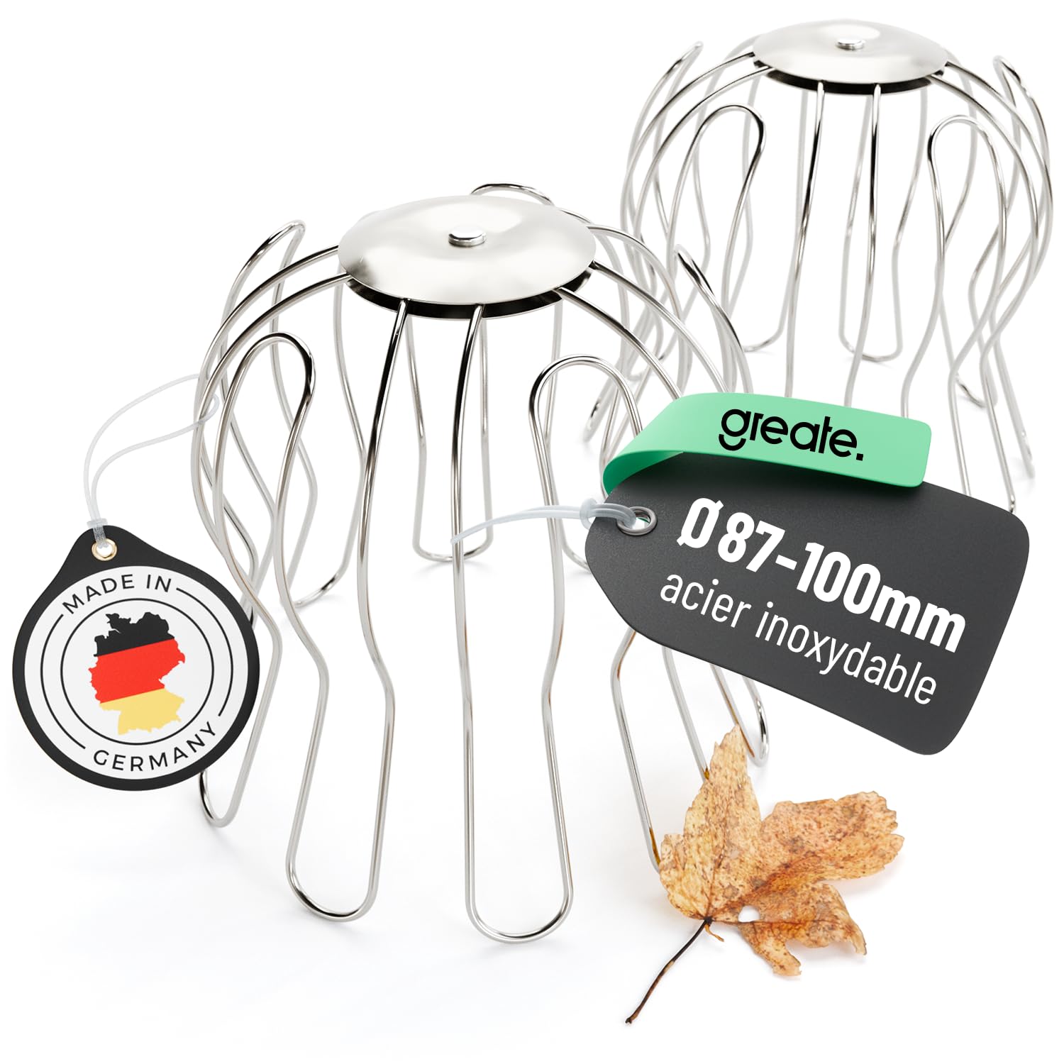 greate 2x Protection anti feuille gouttière en acier inoxydable, réglable de 87 à 100 mm - crapaudine de gouttière - filtre gouttiere, crepinette gouttiere