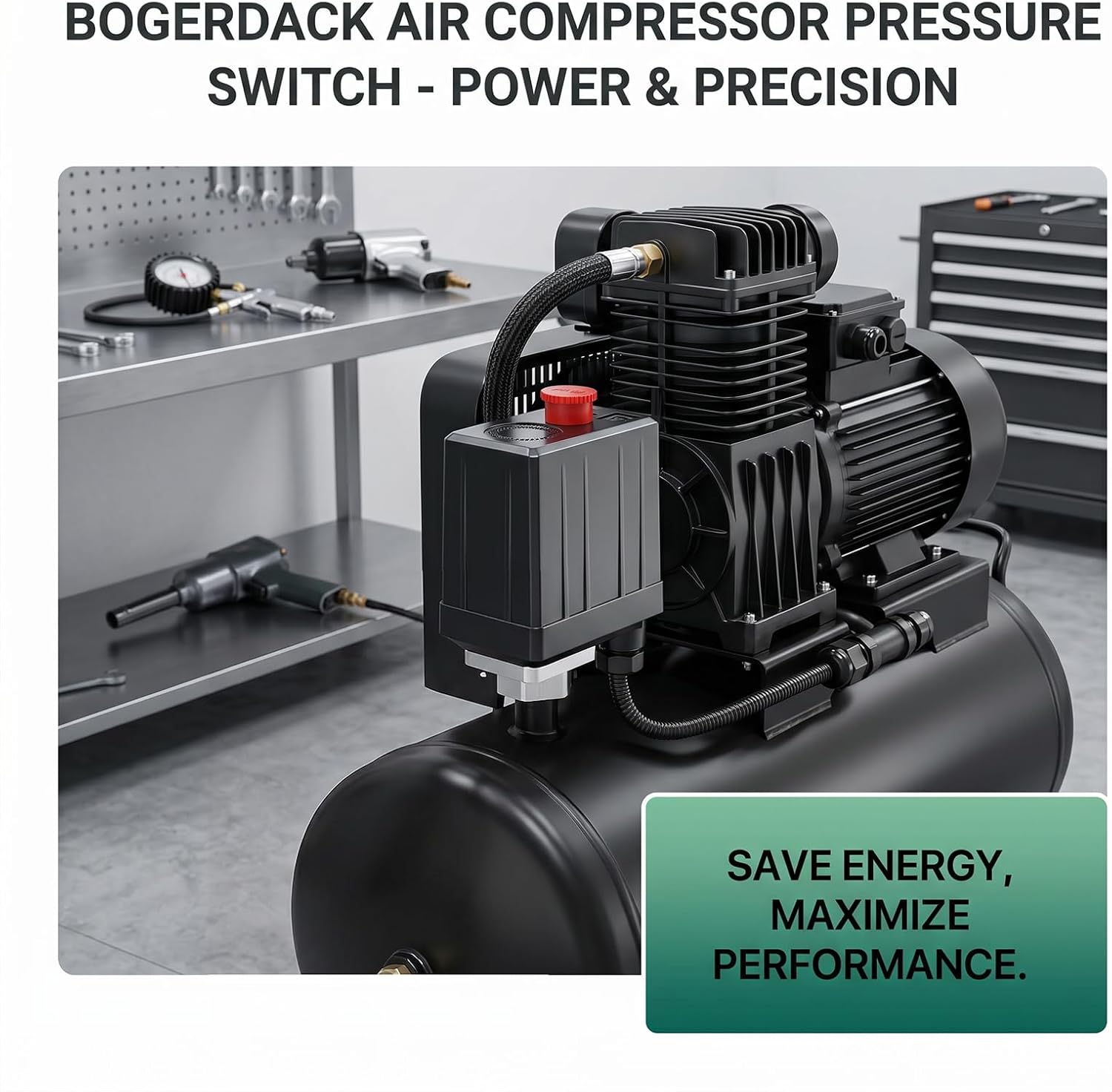 1-way Air Compressor Pressure Switch Control Valve, 90-120 PSI 110V-240V, Replacement Parts, for Regulates and controls air compressor pressure