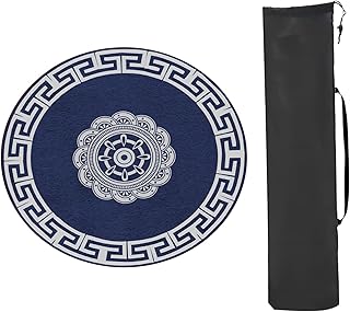Alfombrilla Mahjong ,Cubre Mesa Juegos de Cartas, Alfombrilla de mesa redonda antideslizante con borde engrosado y reductora de ruido, de color azul, for póquer Mahjong y juegos de cartas(70*70cm(27.5