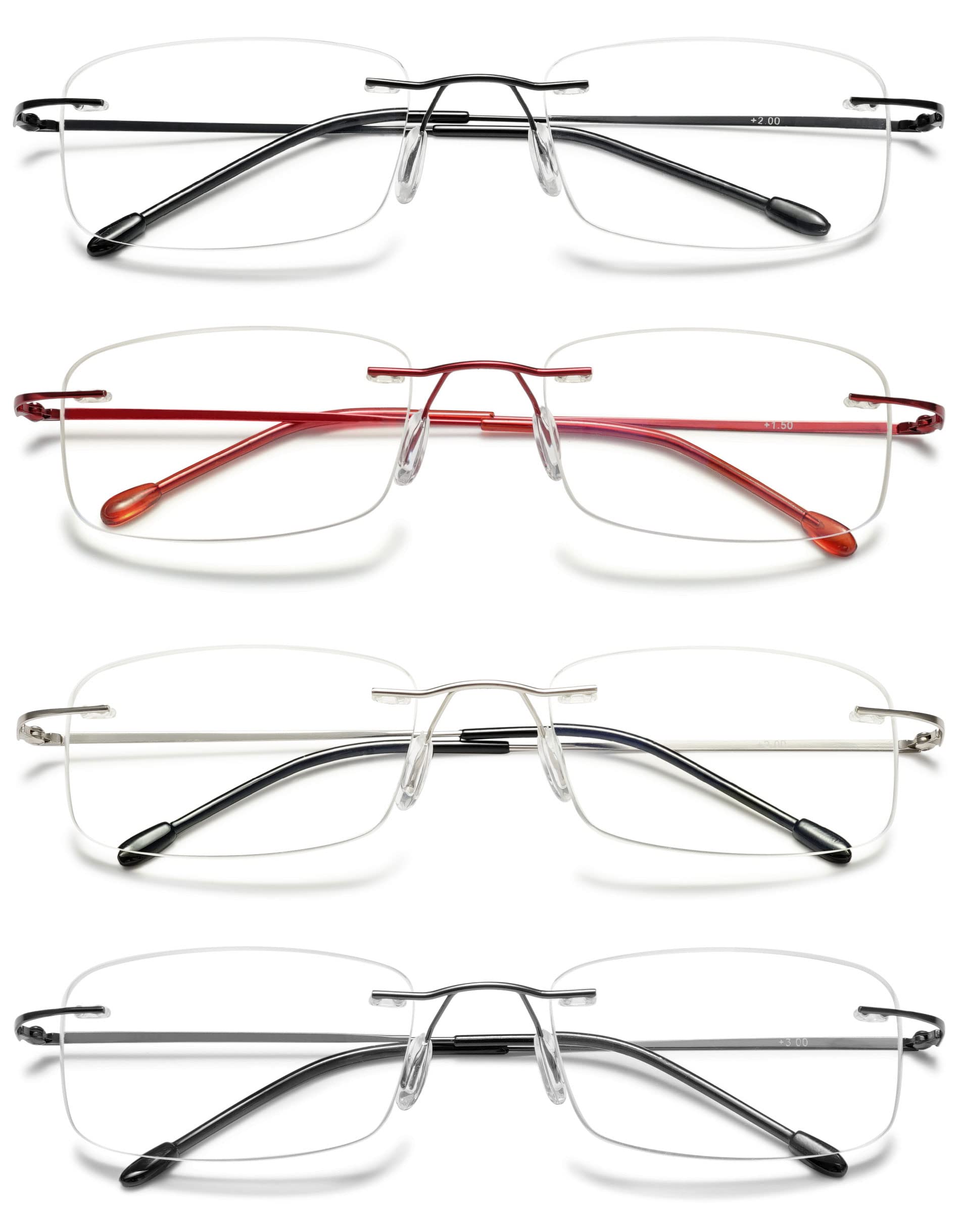 VEVESMUNDO Lesebrille Randlos Blaulichtfilter Titan Leicht Flexibel Modern Rahmenlos Lesehilfe Sehhilfe (1 Stück Grau, 0.0)