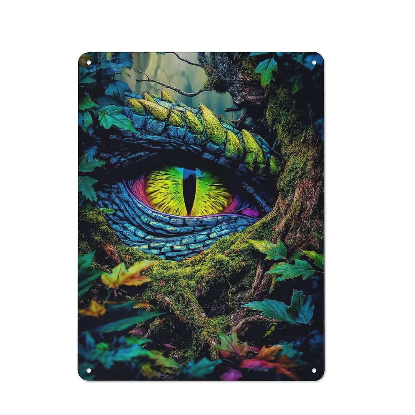 Junmoney Dragon's Eye In The Forest -5 Rustic Metal Plaque 40X30cm For Studio Or Craft Room, Suited To Craft Room Decorators