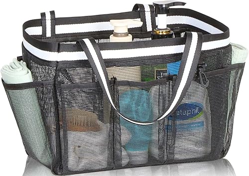 Miniatura 1 de Bolsa de malla portátil XL para dormitorio universitario, gimnasio, playa, piscina, camping, viajes, color negro