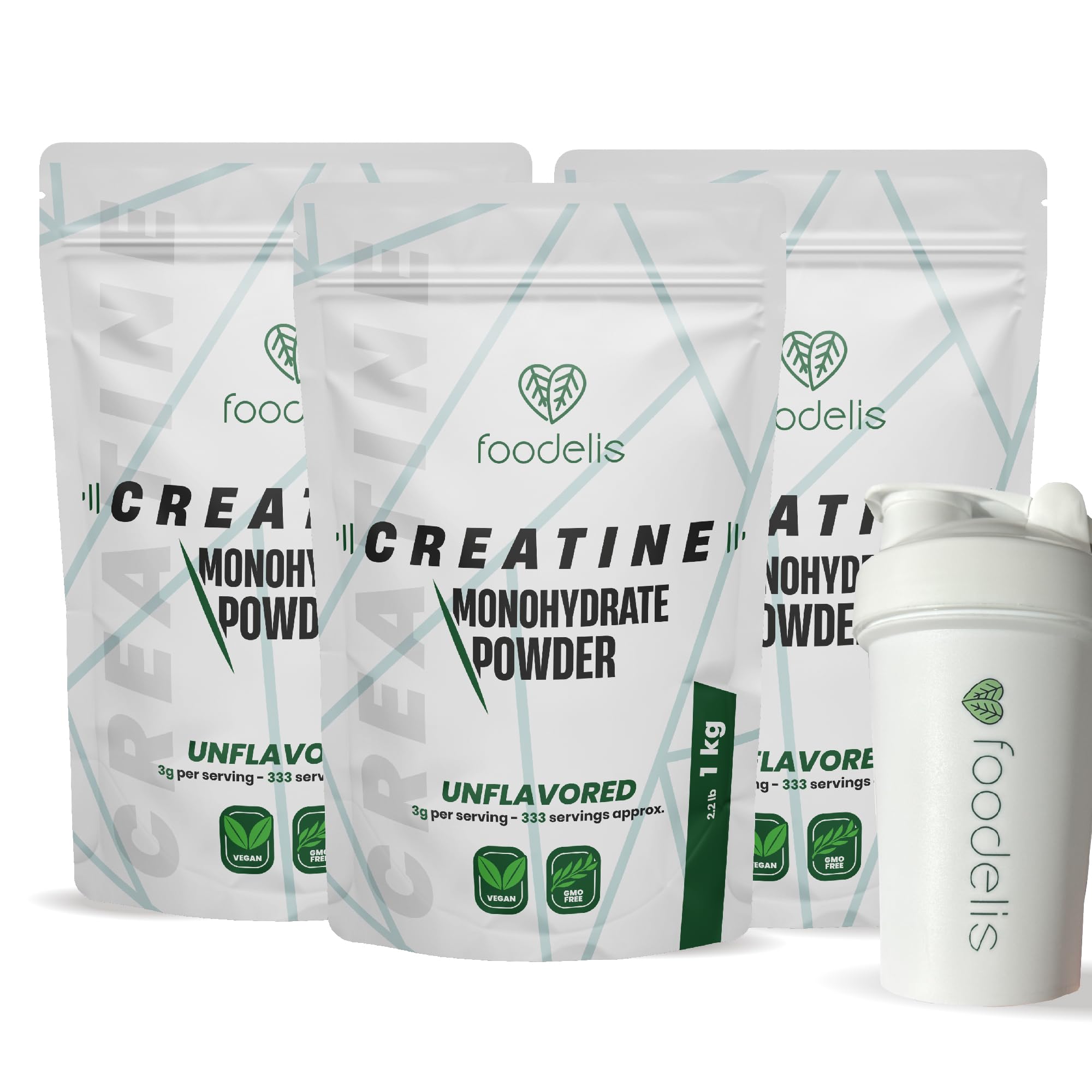 Foodelis Creatina Monohidratada en Polvo 1 kg / 333 Dosis - 100% Creatina Monohidrato Micronizada - Sin Sabor - Pura y Sin Aditivos - No-GMO - Alta Solubilidad - Incluye Dosificador — view 13