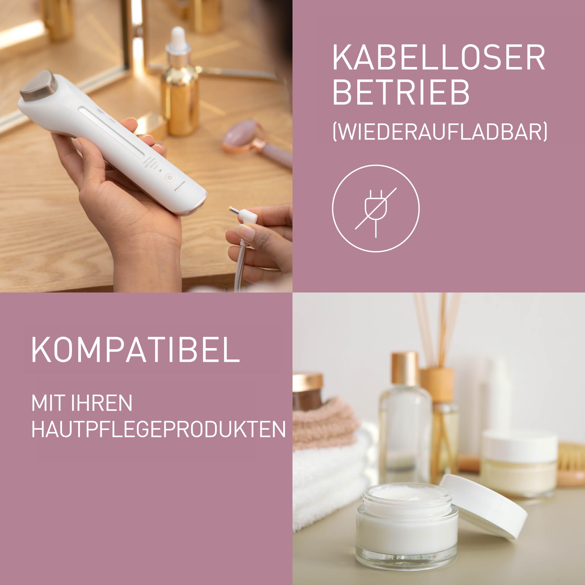 Panasonic Enhancer EH-XT20, effektive Gesichtspflege, Gesichtsreinigung, strahlendes Hautbild, mit Mikrostrom, Kosmetik, Beauty