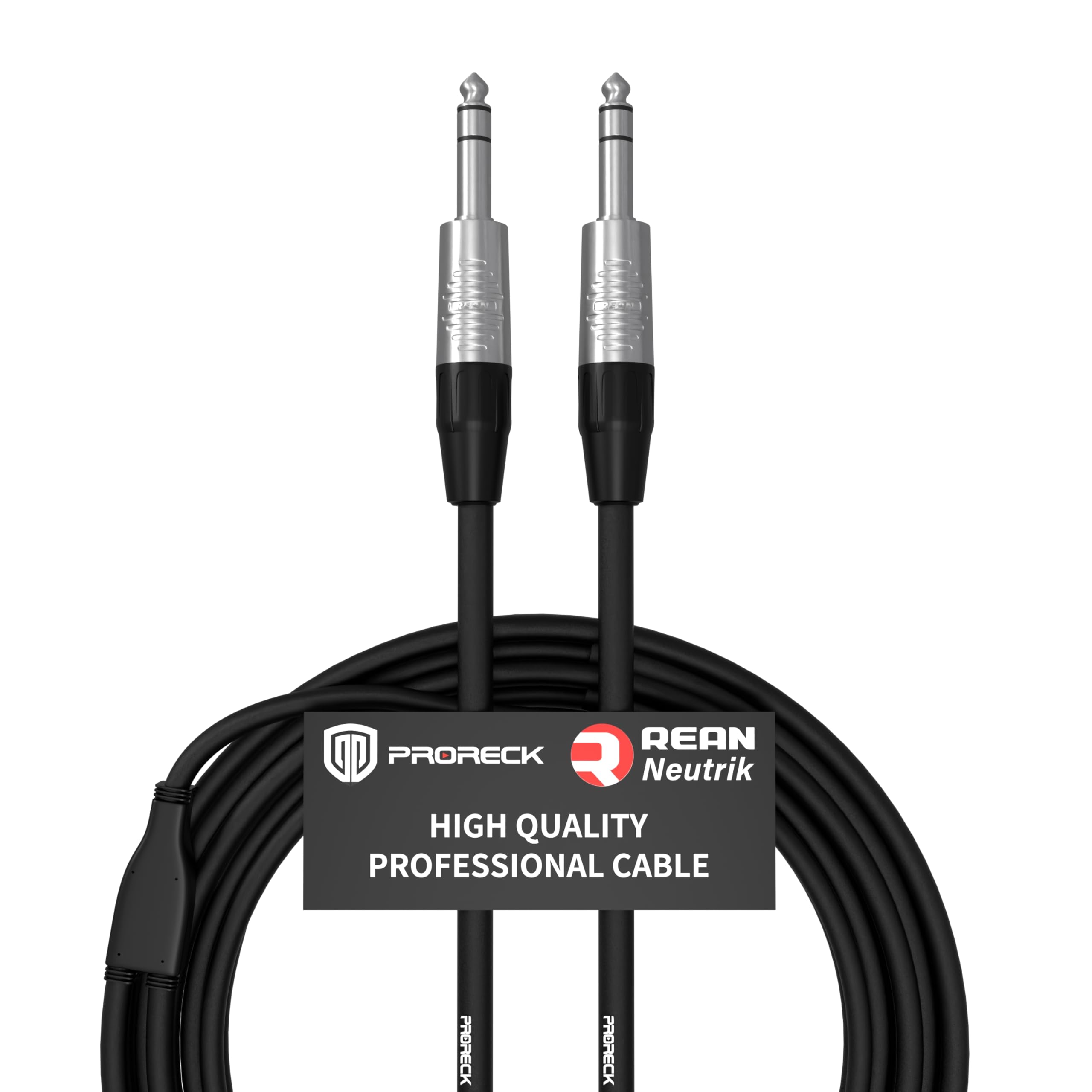 10FT Stereo Microphone Cable – 1/4" TRS to 1/4" TRS, Rean Connectors, 20 AWG, Ideal for Stage, Studio, and Live Sound Applications(PRS-TRS-TRS/10FT)