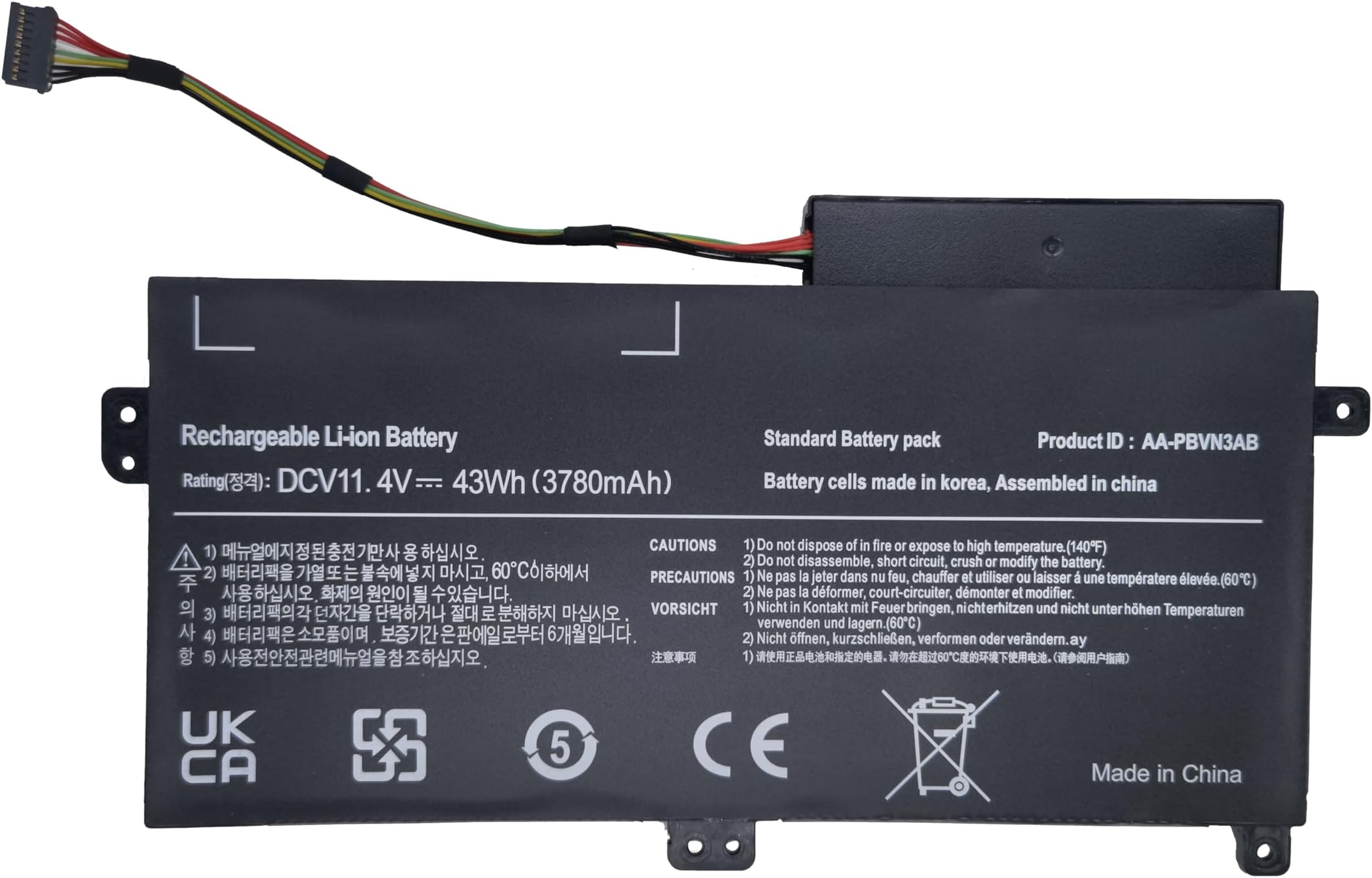 AA-PBVN3AB Replacement Laptop Battery Compatible with Samsung NP370R4E NP370R5E NP450R4E NP450R5E NP510R5E 11.4V 43Wh/3780mAh