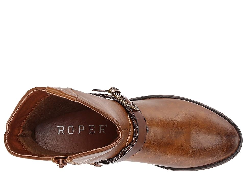 

Roper Dev (Burnished Brown Faux Leather/Concho Belt) Cowboy Boots