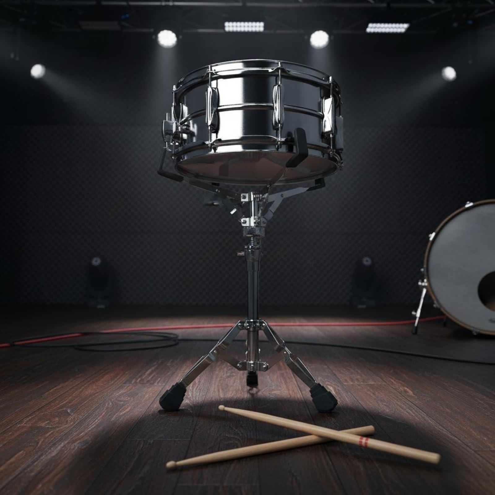 Snareständer mit Doppelfuß Doppelstrebig Snare-Ständer Stabil Jazztrommelständer für Schlagzeuger, Proberaum