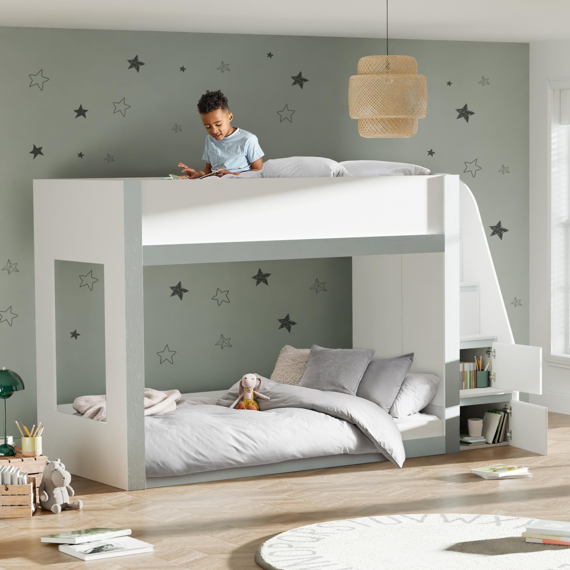 Julian Bowen Gaia Single White Bunk Bed - Storage Integrated Ladder