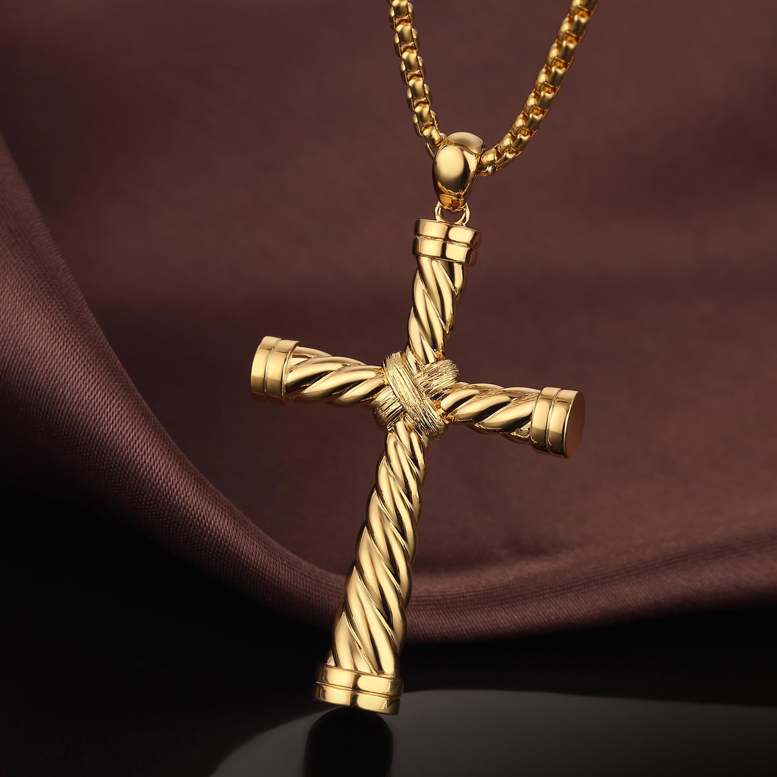 jiamiaoi Collar Cruz Colgante Cruz De Acero Inoxidable Hipoalergénico Para Hombre Femme, Cadena Hombre Plata,Oro,Negro Color