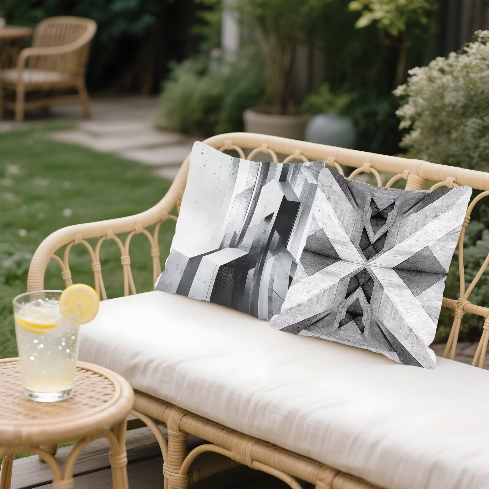 Federe Cuscini Divano 45x45cm, Federa Cuscino Grigio Geometria Quadrati Copricuscini Super Morbido Copri Cuscini Per Divano, Cuscino Decorativo da Esterno Giardini, Per Soggiorno Camera Divani P-316