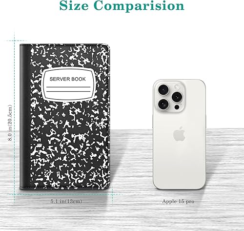 Miniatura 3 de Libreta organizadora para meseros con bolsillo con cremallera Fintie de piel sintética para restaurante y visitantes tarjetero para meseras meseros