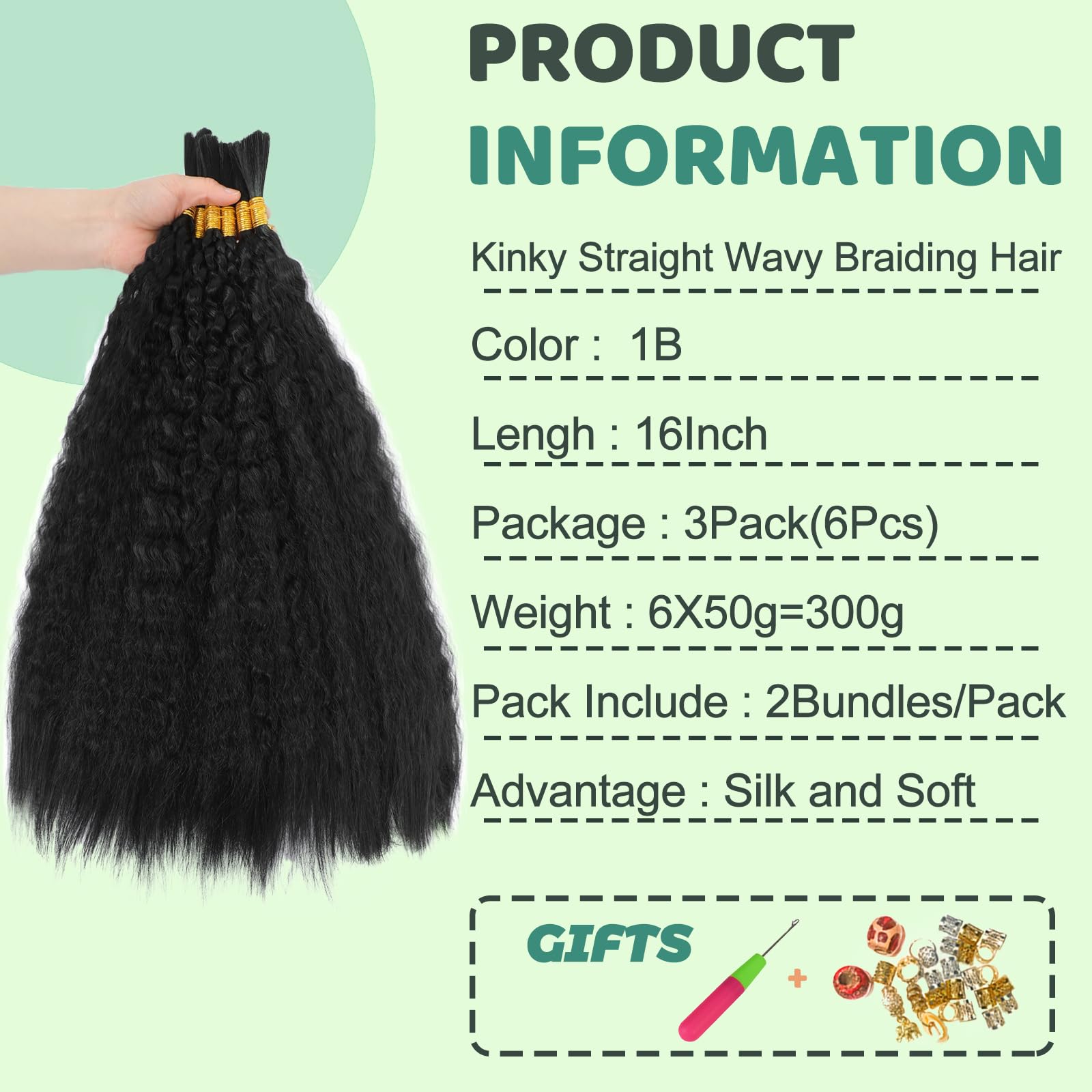 XIIMENALU Kinky Straight Wavy Braiding Hair for Boho Braids Wet and ...