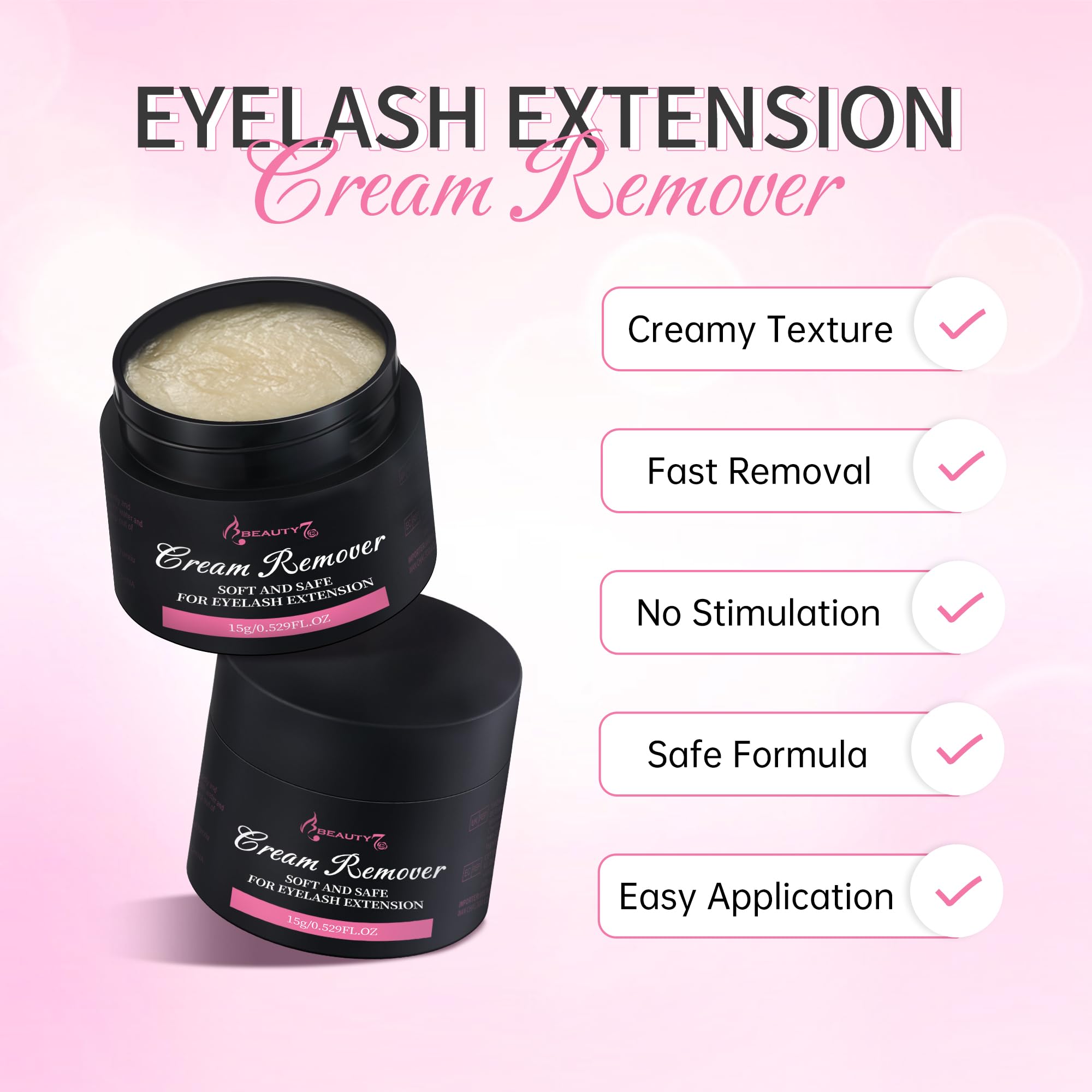 Beauty7 Crème Remove Cils Extension 15g, Crème Dissolvant Colle d'extension Cils Rapide, Produit Pour Retirer Extension de Cils Inodore