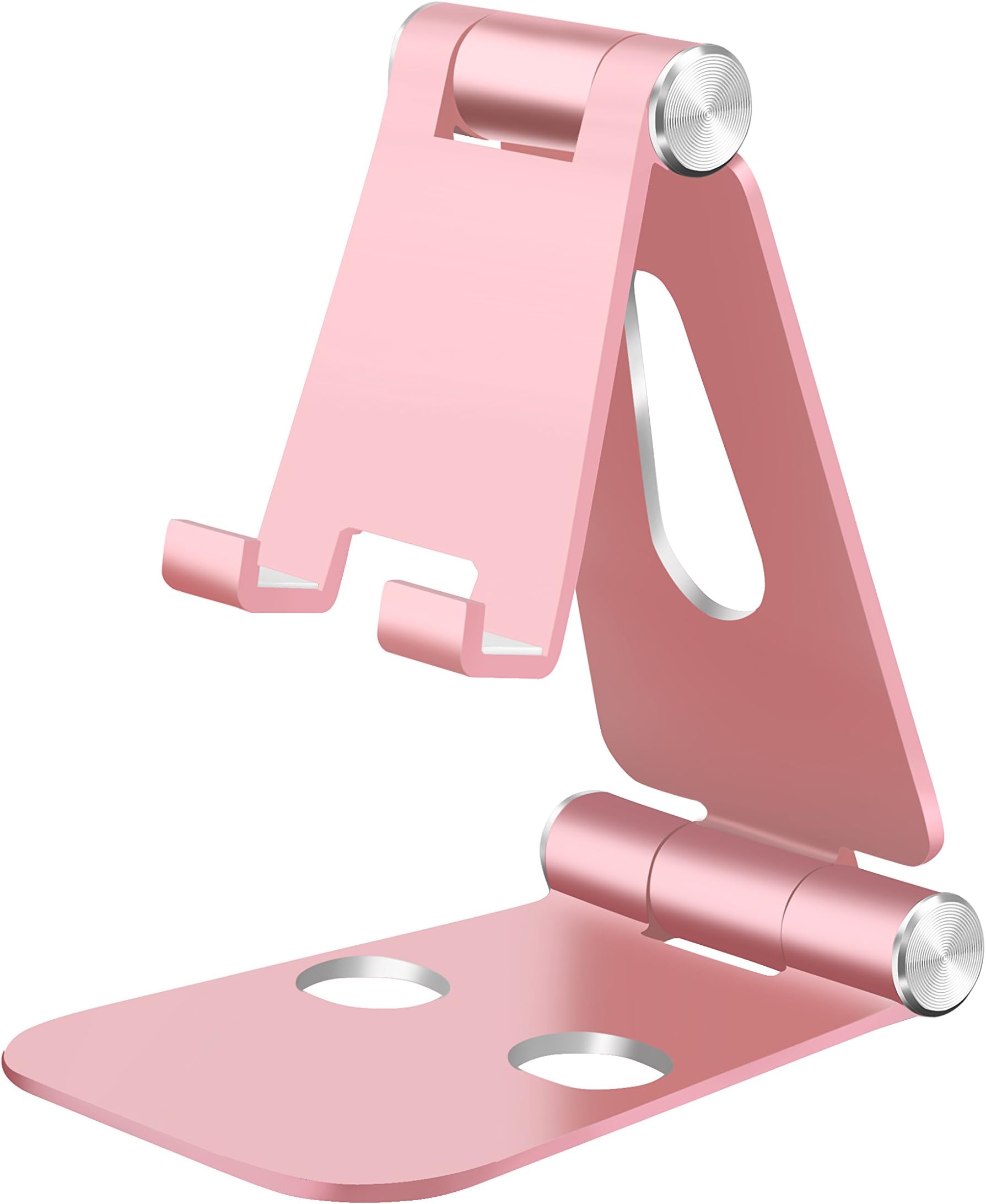 Adjustable Cell Phone Stand, Universal Aluminum Cell Phone Cradle Holder Accessories for Samsung Note 8 Google Pixel iPhone X 8 7 6 6s Plus LG G6 Moto Z and More Rose Gold