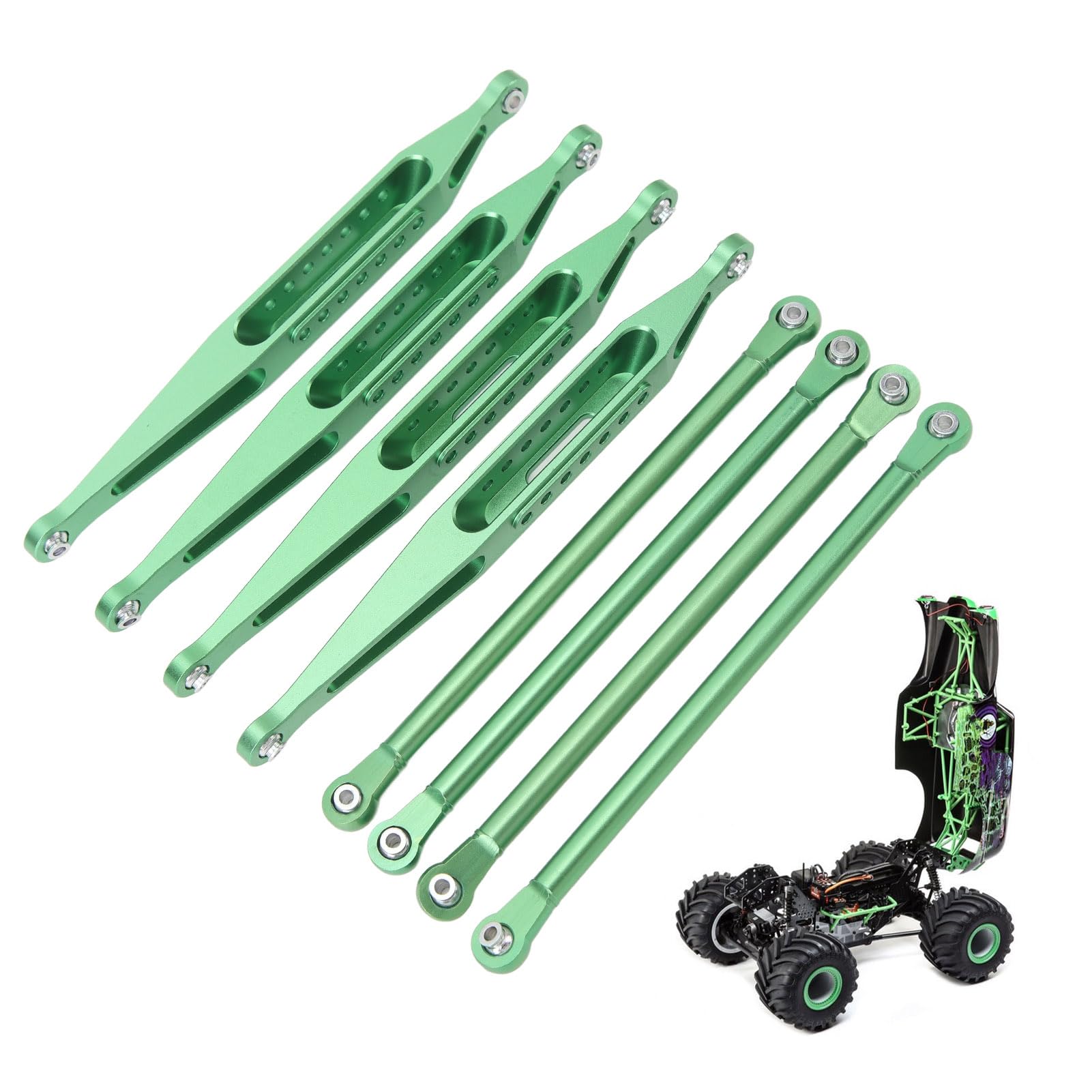 Górne dolne łączniki zawieszenia Stop aluminium o wysokiej wytrzymałości Znakomity zestaw łączników zawieszenia RC Idealne dopasowanie do samochodu LOSI 1/8 LMT 4WD RC Zwiększona (Zielony)