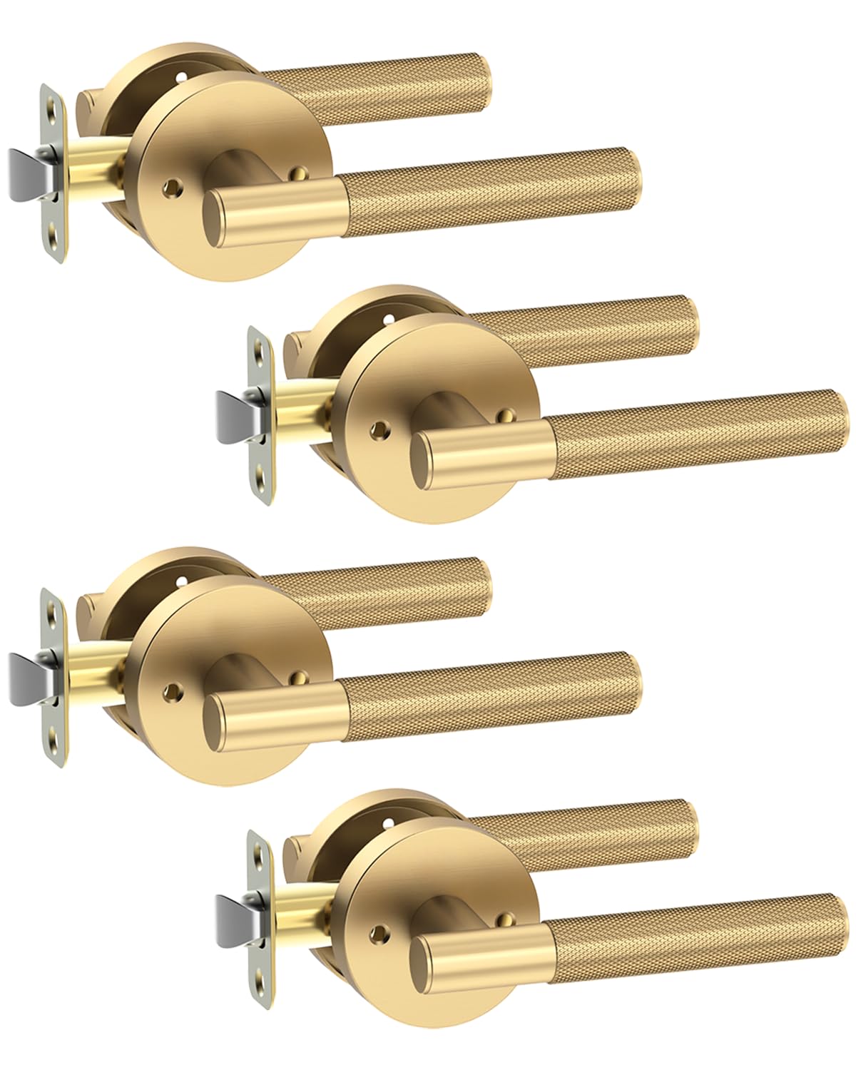 4 Pack Champagne Bronze Knurled Reversible Passage Door Handles