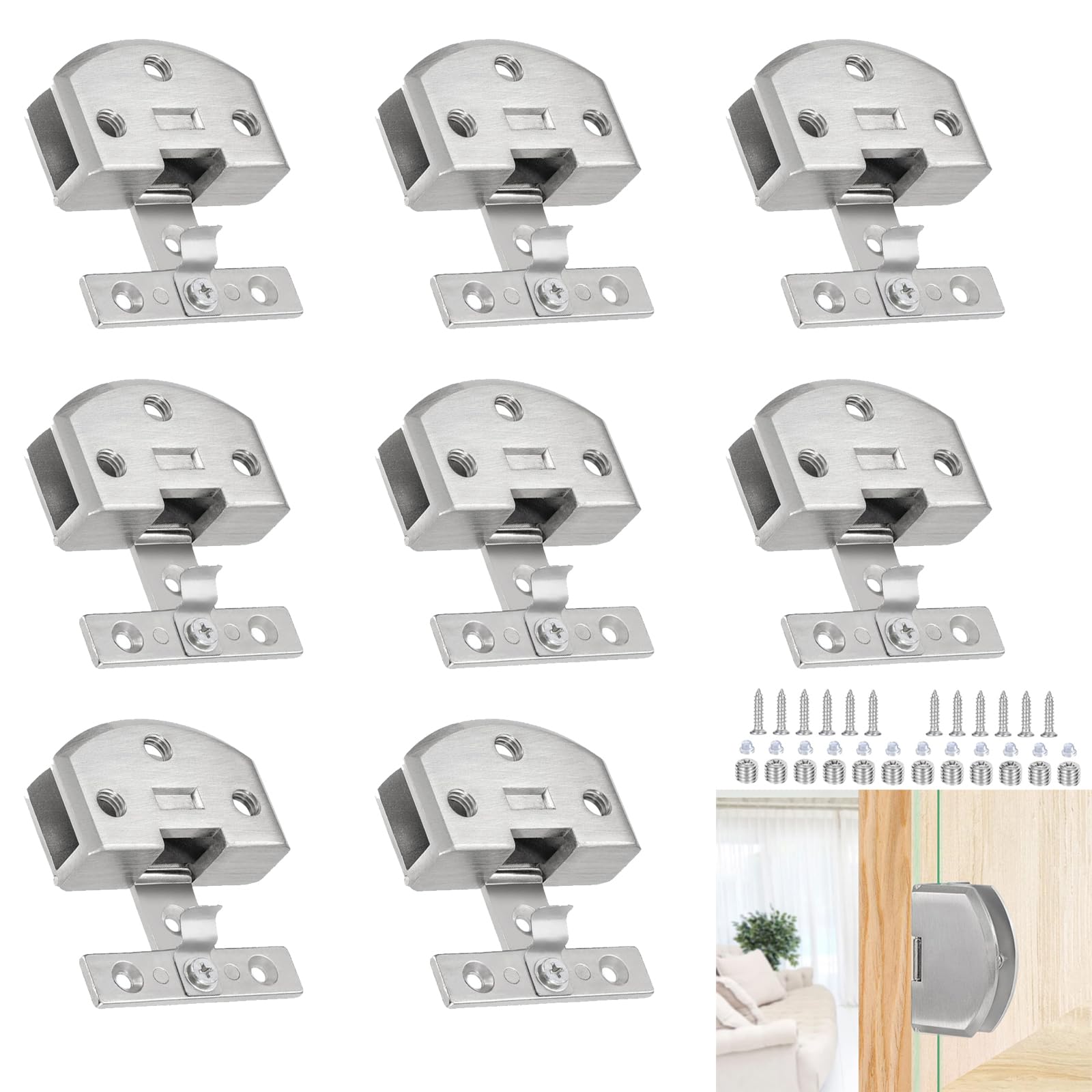 Cokritsm Glass Hinges Cabinet Door Hinge for 5-7mm Thick Glass Zinc Alloy Hinge Cabinet Display Cabinet Wine Cabinet Clip Door Hinge Replacement Parts Sliver 8PCS